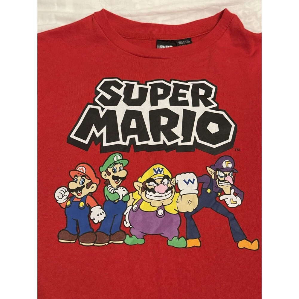 YOUTH BOYS SUPER MARIO RED PULLOVER LONG SLEEVE SWEATSHIRT Size XL